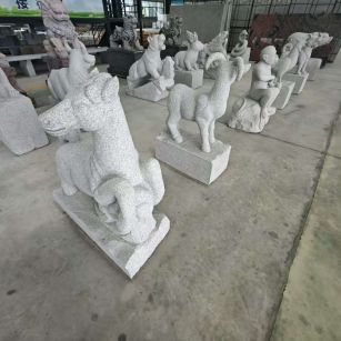 烟台芝麻白雕刻 十二生肖 异形雕刻